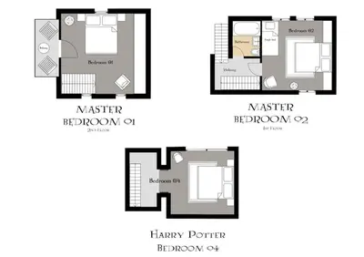 two versions of the floor plans of a apartment at 4BR & 2,5Bath Harry Potter Old TOWN and GREAT patio in Prague