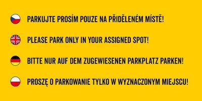 a yellow sign that reads private park only in your assigned spot at Charming Apartment by Wenceslas square and National Museum with AC in Prague