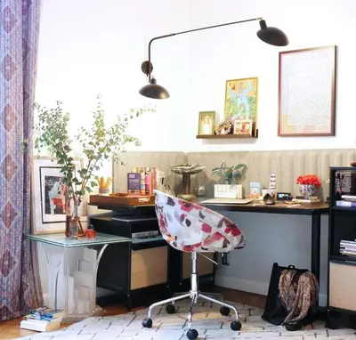 an office with a desk and a chair at Spacious Apartment in Central Prague 3 bedrooms, 6 people in Prague