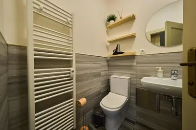 a bathroom with a toilet and a sink at T&T Homestay in Prague