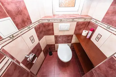 a small bathroom with a toilet and a sink at Apartment Charkovska 18 in Prague