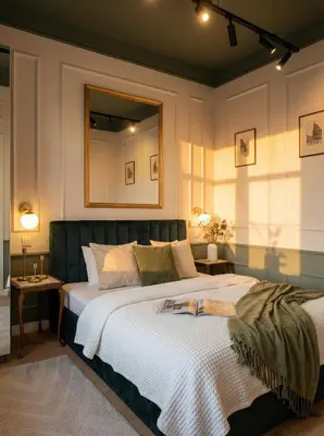 a bedroom with a bed and a couch at TurnKey I Antonin Dvorak Apartments in Prague