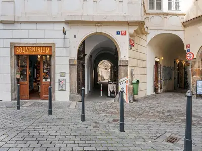 a street with an entrance to a building at Apartment Old Town home-3 by Interhome in Prague