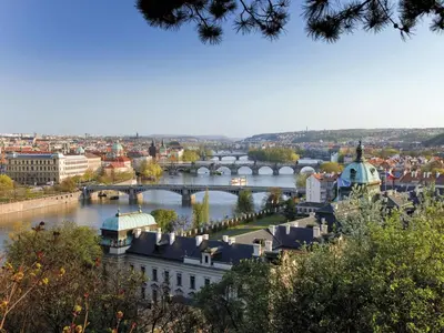 a view of a city with a river and bridges at Apartment Old Town home-2 by Interhome in Prague