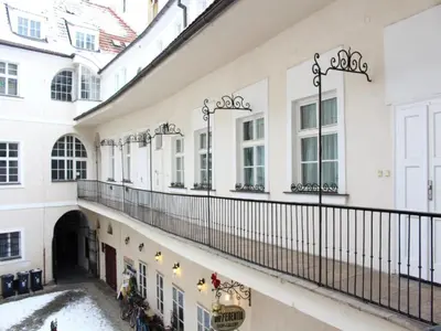 a balcony in a building with snow on the ground at Apartment Old Town home-5 by Interhome in Prague