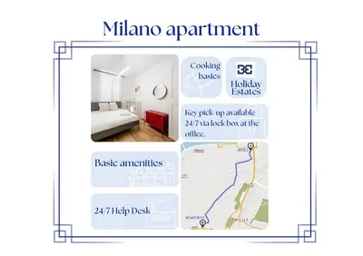 a diagram of a room with a bed and a map at Milano Apartment in Prague