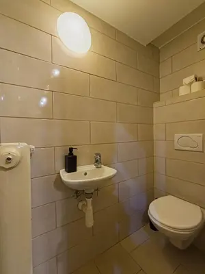 a bathroom with a toilet and a sink at 1000 and 1 night in Prague city center in Prague