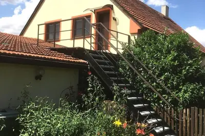 a staircase leading up to a house with plants at Bruno in Postřižín