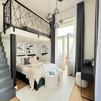 Rentero Modern High Ceiling Loft with Terrace Apartment