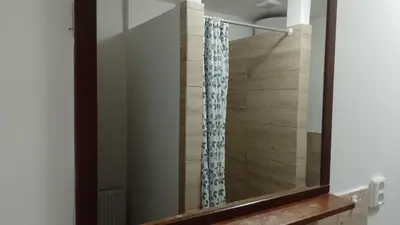 a mirror in a bathroom with a shower at Ubytování Ždírec in Ždírec