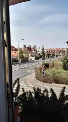 a view from a window of a street at Pension Villa Marit in Prague