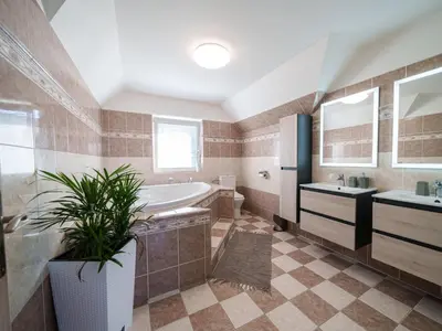 a bathroom with a shower and a sink and a toilet at Holiday Home Starý Chodov by Interhome in Prague