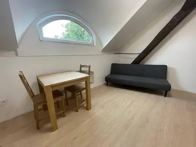 a room with a flat screen tv and a ladder at Hotel Vinařice Česky kras in Měňany