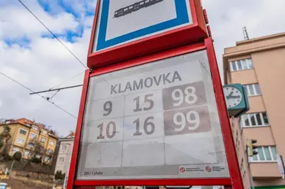 a sign for a gas station in a city at On-site Free Parking, 12 to min Centre, Supermarket in Prague