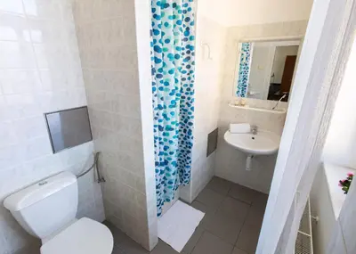 a bathroom with a toilet and a sink at Masarykova Kolej in Prague