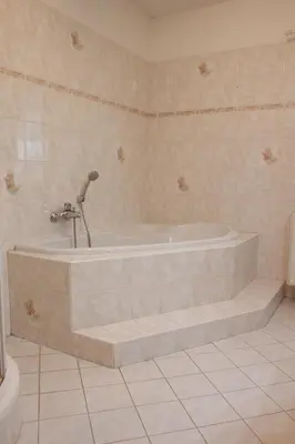a bathroom with a bath tub in a room at Apartmán se společným bazénem Zlonice in Zlonice