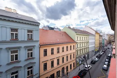 a view of a city street with buildings at Vibrant Old Town Studio in Prague