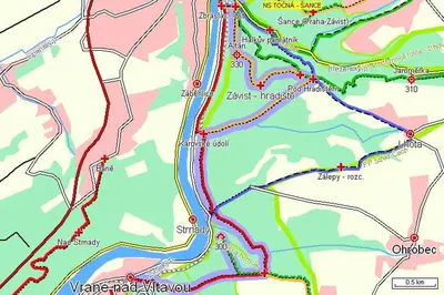 a map showing the roads and highways around the park at Apartmán Vrané in Vrané nad Vltavou