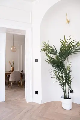 a plant in a white room with a dining room at Rentero apartment, 4 minutes National Theather, Prague in Prague