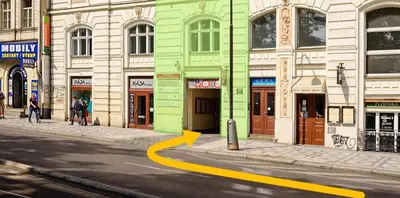 a city street with buildings on the side of the road at Little Downtown Apartment in Prague