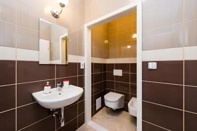 a bathroom with a sink and a toilet at Affordable Stay Navratilova in Prague