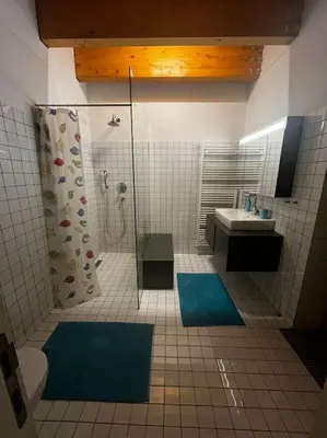 a bathroom with a shower and a sink at Klokočná in Klokočná