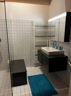 a bathroom with a sink and a mirror at Klokočná in Klokočná