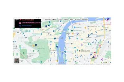 a map with a screenshot of a google maps at Quiet cozy apartment in the center in Prague