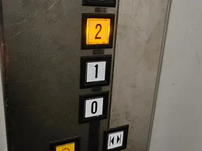 a elevator with numbered signs on a wall at Historic Centre Apartments V in Prague