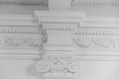 a black and white photo of a white ceiling at Hotel Ambiance in Prague