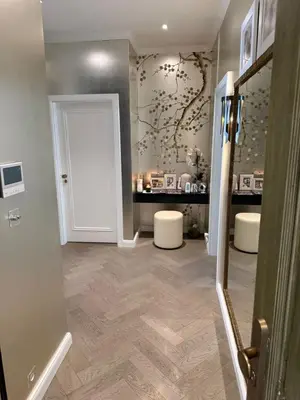 a room with a hallway with a white door and a counter at OLD TOWN LUXURY 3bd APARTMENT in Prague