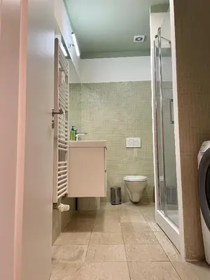 a bathroom with a sink and a toilet at La casa Prokop in Prague