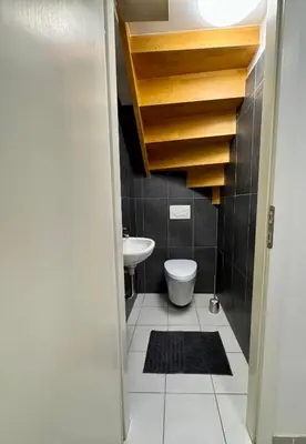 a bathroom with a toilet and a sink at Dalimilova Apartments in Prague