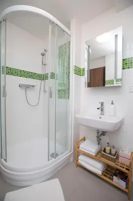 a bathroom with a shower and a sink at Greg Apartments Kampa Prague in Prague