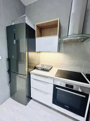 a kitchen with a stove and a refrigerator at Helen Homestay Prague 2 in Prague