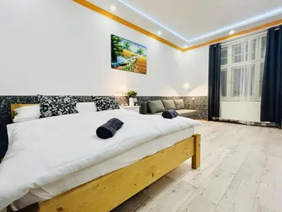 a bedroom with a large bed in a room at Helen Homestay Prague 2 in Prague