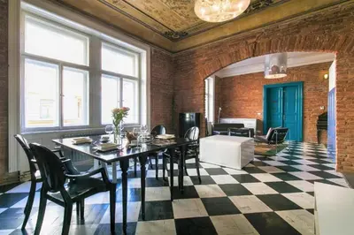 a dining room with a table and chairs at 2 Bed Flat - Sleeps 3 - Wifi in Prague