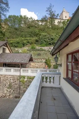 a view of a balcony of a house at Resort U Jelena in Křivoklát