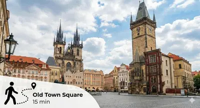 an old town square with a clock tower and buildings at Sights at Your Doorstep in Prague