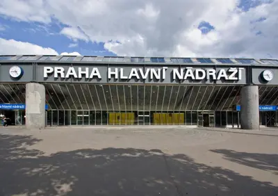 a building with a sign that reads praha hawnt nataladium at Modern apartment in the heart of Prague in Prague