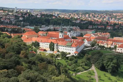 an aerial view of a city with buildings at New large apartment, Free Parking! in Prague