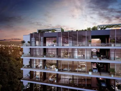 an architectural rendering of a building with balconies at Luxe studio with pool, sauna, jacuzzi, gym, balcony in Prague