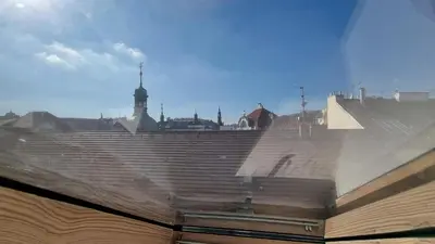 a view of the roof of a building at Opatovicka affordable stay in Prague