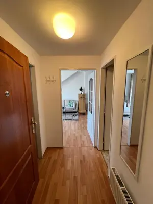 a hallway of a house with a door and a room at Cozy Studio with Prague panorama view in Prague