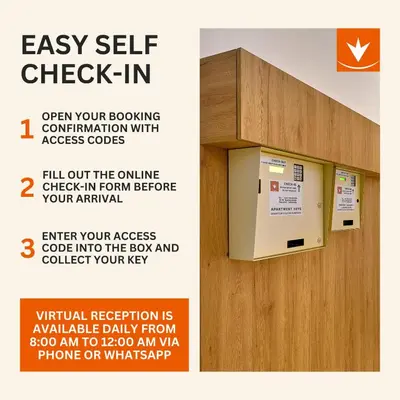 a flyer for a self self check in unit in a room at DownTown Suites Andel in Prague
