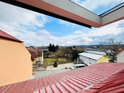 a view from the roof of a house at Villa Apartments with Free Parking Prague 5 in Prague
