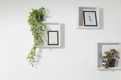 a letter f with plants on a white wall at Cozy Retreat by Wenceslas Square in Prague
