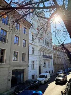 a building with cars parked in front of it at Riverside N22 in Prague