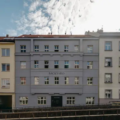 a building with the words harry island on it at NEW! Mini-designer rooftop AC & Garden, Castle! in Prague