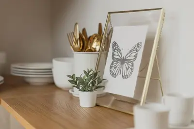 a table with a picture of a butterfly on it at NEW! Mini-designer rooftop AC & Garden, Castle! in Prague